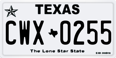 TX license plate CWX0255