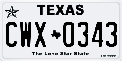 TX license plate CWX0343