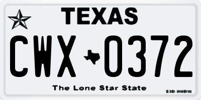 TX license plate CWX0372