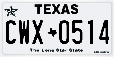 TX license plate CWX0514