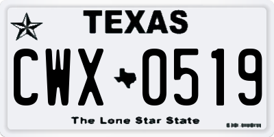 TX license plate CWX0519