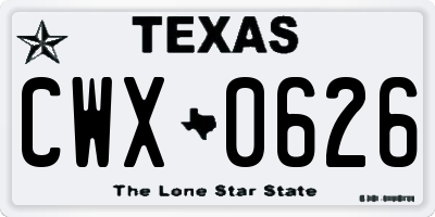 TX license plate CWX0626