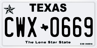 TX license plate CWX0669