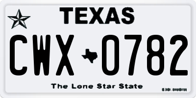 TX license plate CWX0782