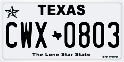 TX license plate CWX0803