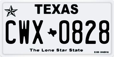 TX license plate CWX0828
