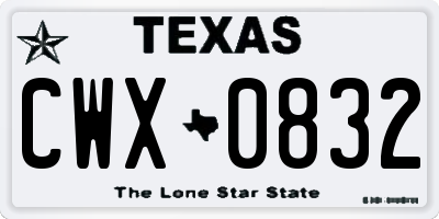 TX license plate CWX0832