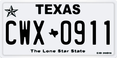 TX license plate CWX0911
