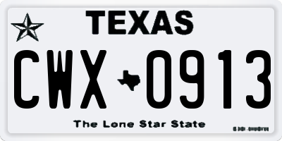 TX license plate CWX0913