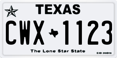 TX license plate CWX1123