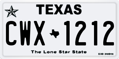 TX license plate CWX1212