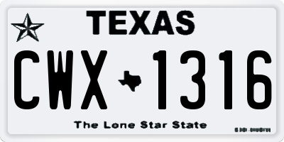 TX license plate CWX1316