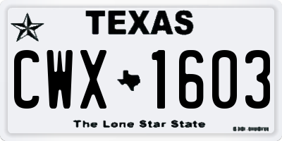 TX license plate CWX1603