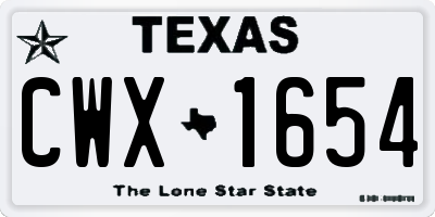 TX license plate CWX1654
