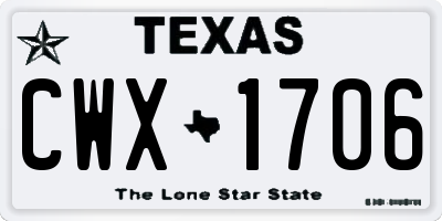TX license plate CWX1706