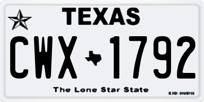 TX license plate CWX1792