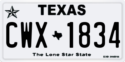 TX license plate CWX1834