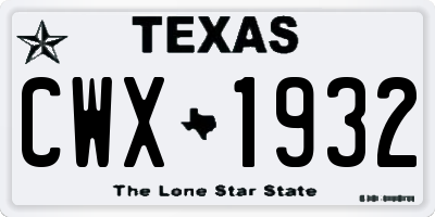 TX license plate CWX1932