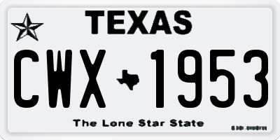 TX license plate CWX1953