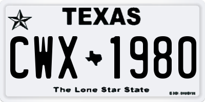 TX license plate CWX1980