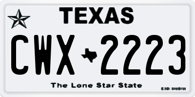TX license plate CWX2223