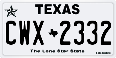 TX license plate CWX2332