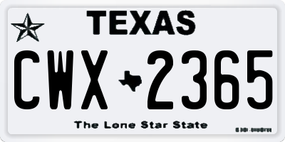 TX license plate CWX2365