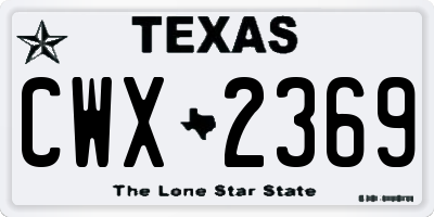 TX license plate CWX2369