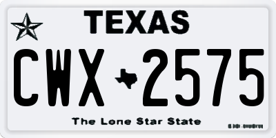 TX license plate CWX2575