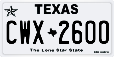 TX license plate CWX2600
