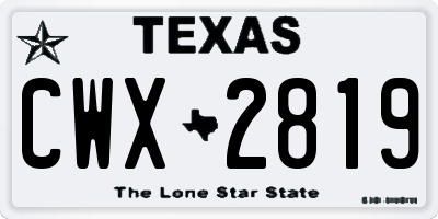 TX license plate CWX2819