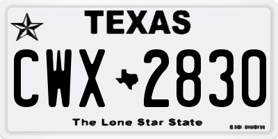 TX license plate CWX2830