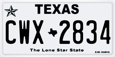 TX license plate CWX2834