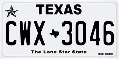 TX license plate CWX3046