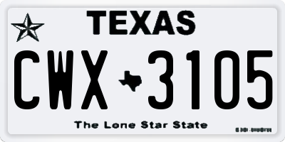 TX license plate CWX3105