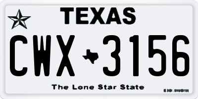 TX license plate CWX3156
