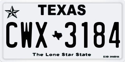 TX license plate CWX3184