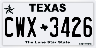 TX license plate CWX3426