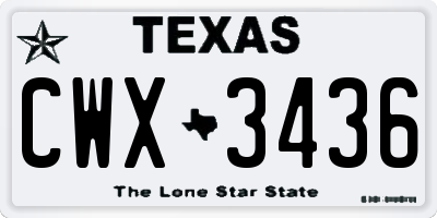 TX license plate CWX3436