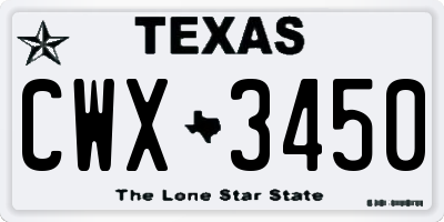 TX license plate CWX3450