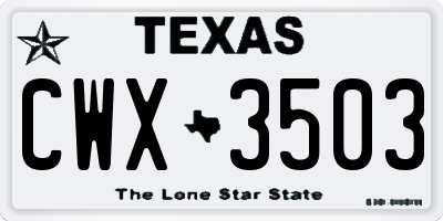 TX license plate CWX3503