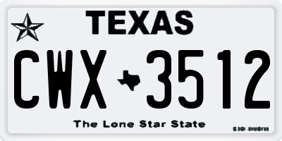 TX license plate CWX3512