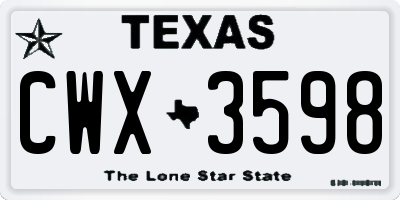 TX license plate CWX3598