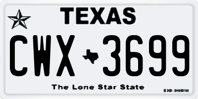 TX license plate CWX3699