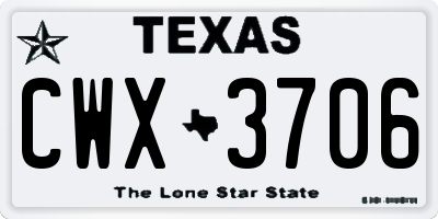 TX license plate CWX3706