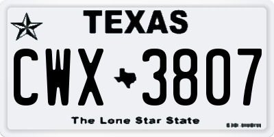 TX license plate CWX3807