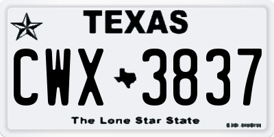 TX license plate CWX3837