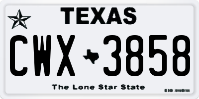 TX license plate CWX3858