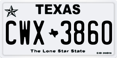 TX license plate CWX3860