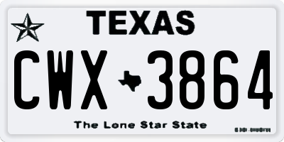 TX license plate CWX3864